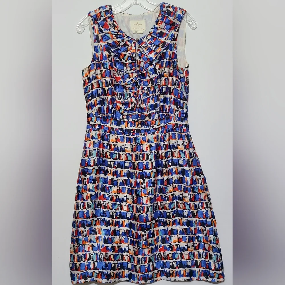 KATE SPADE Multicolored Brush Stroke Print Sleeveless 100%‎ Silk Dress - Size 6